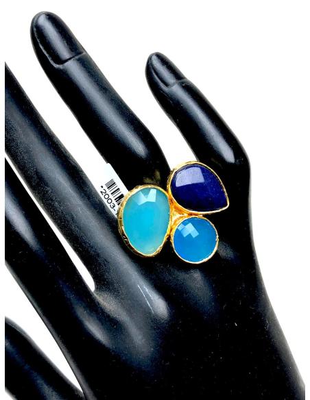 ANILLOS MUJER GRANDES DE PIEDRAS NATURALES AZULES - JOYAS PARA BODAS