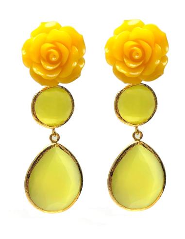 PENDIENTES MUJER AMARILLOS - BISUTERIA ALTO NIVEL - MUJER ELEGANTE
