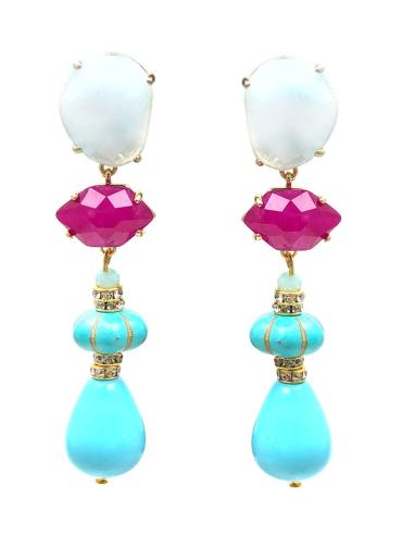 PENDIENTES MUJER TURQUESA Y RUBI  ALUCINANTES - JOYERIAS MADRID