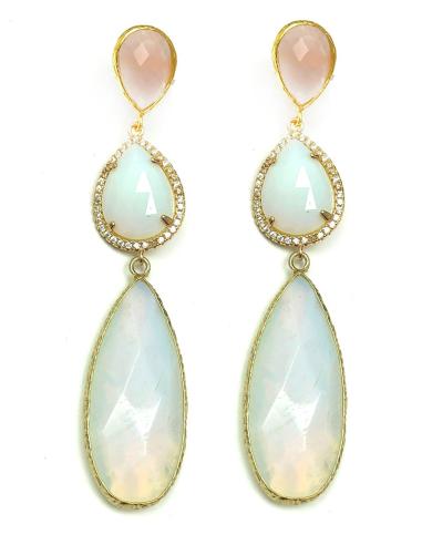 PENDIENTES DE MUJER LARGOS EN COLOR BLANCO PIEDRALUNA