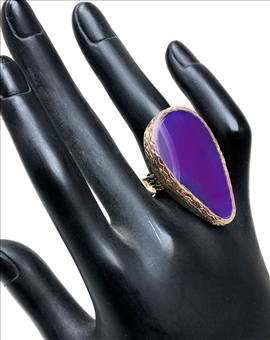 ANILLOS MORADOS PRECIOSO CORTE DE PIEDRA AGATA 2