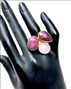 ANILLOS DE MUJER ROSAS Y GRANTES DE PIEDRAS Y BAÑO DE ORO 