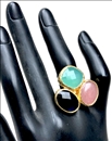ANILLOS DE MUJER NEGROS Y ROSAS DE PIEDRAS Y BAÑO DE ORO 