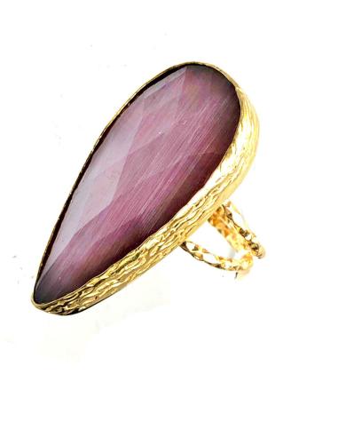 ANILLOS ROSAS DE PIEDRAS OJO DE GATO EN TALLA DE LAGRIMA