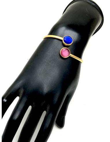 PULSERAS DE MUJER DE PIEDRAS ROSAS Y AZULONAS PRECIOSA PARA TU VESTIDO