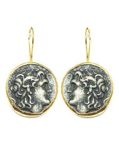 PENDIENTES DE MUJER DE MONEDAS ANTIGUAS CON BAÑO DE ORO