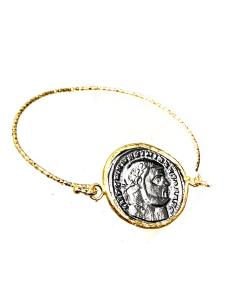 PULSERAS DE MUJER REPLICA DE MONEDAS ANTIGUAS BAÑO DE ORO