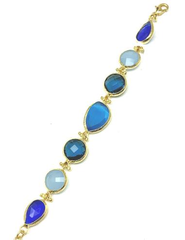 PULSERAS AZULES DE MUJER DE PIEDRAS NATURALES Y BAÑO DE ORO