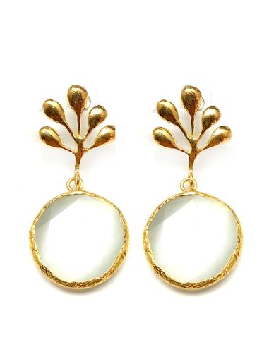 PENDIENTES PARA BODAS DE PIEDRAS BLANCAS Y BAÑO DE ORO\n\n