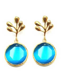 PENDIENTES PARA BODAS DE PIEDRAS AZULES CON BAÑO DE ORO\n\n