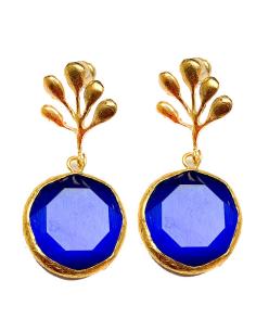 PENDIENTES PARA BODAS DE PIEDRAS AZULON CON BAÑO DE ORO\n\n