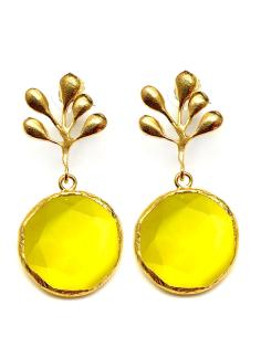 PENDIENTES PARA BODAS DE PIEDRAS AMARILLAS CON BAÑO DE ORO\n\n