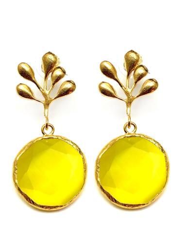PENDIENTES PARA BODAS DE PIEDRAS AMARILLAS CON BAÑO DE ORO\n\n