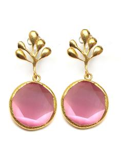 PENDIENTES PARA BODAS DE PIEDRAS ROSAS CON BAÑO DE ORO\n\n