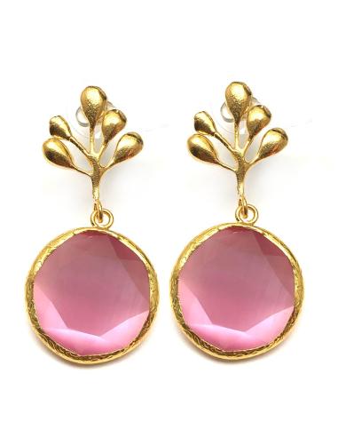 PENDIENTES PARA BODAS DE PIEDRAS ROSAS CON BAÑO DE ORO\n\n