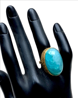 ANILLOS DE MUJER TURQUESAS CON BAÑO DE ORO Y PIEDRAS 2