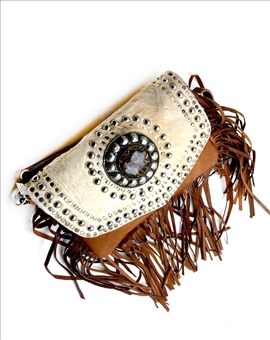 BOLSOS DE PIEL HECHOS A MANO DECORADO CON FLECOS Y TACHUELAS 2