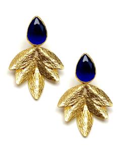 PENDIENTES AZULONES Y DORADOS DE PIEDRAS NATURALES