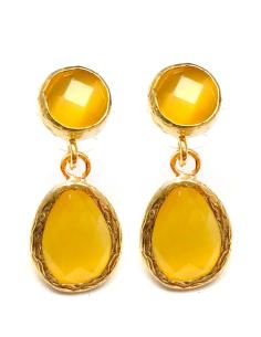 PENDIENTES PEQUEÑOS DE PIEDRAS AMARILLAS LIGEROS DE PESO