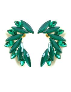 PENDIENTES VERDES DE MUJER CORTOS DE BISUTERIA Y CRISTAL