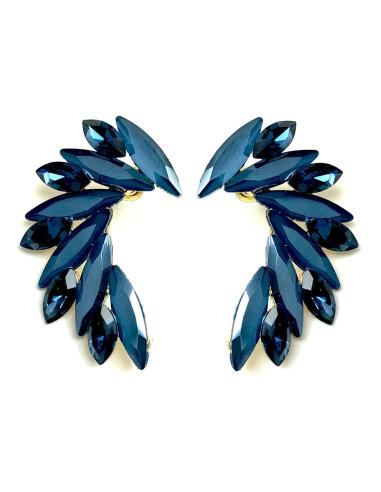 PENDIENTES AZUL MARINO DE MUJER CORTOS DE BISUTERIA Y CRISTAL