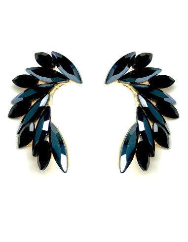 PENDIENTES NEGROS DE MUJER CORTOS DE BISUTERIA Y CRISTAL