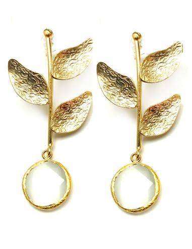 PENDIENTES DORADOS CON PIEDRAS BLANCAS Y BAÑO DE ORO