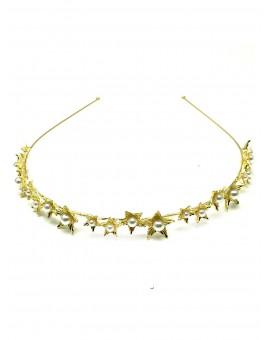 Imagen del producto TOCADO DE NOVIAS Y DIADEMAS DORADAS CON PERLAS PARA BODAS