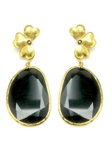 PENDIENTES DE MUJER LARGOS DE PIEDRAS DECORADOS CON FLORES