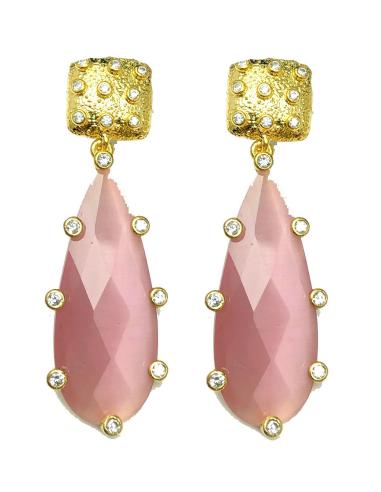 PENDIENTES LARGOS CON PIEDRAS NATURALES ROSAS ESPECIAL INVITADAS