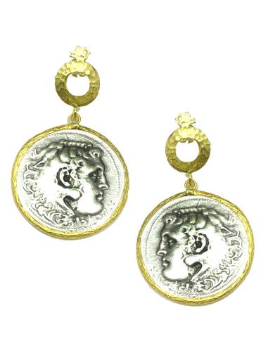 PENDIENTES DE MONEDAS ENGARZADS EN BRONCE CON BAÑO DE ORO
