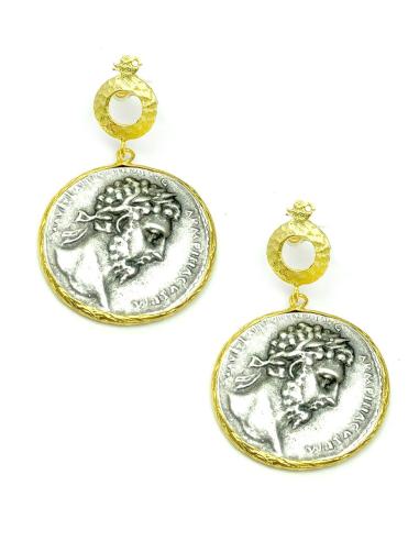 PENDIENTES LARGOS DE MUJER REPLICA DE MONEDAS ANTIGUAS