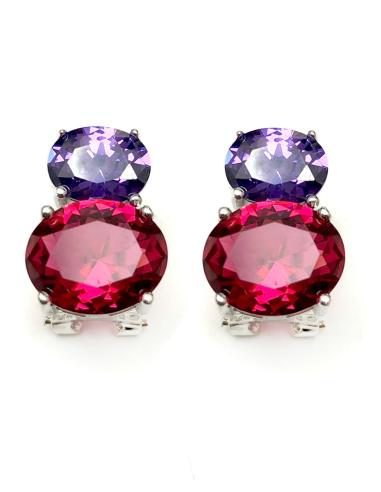 PENDIENTES DE PLATA DE LEY PARA MUJER EN AMATISTA Y RUBI