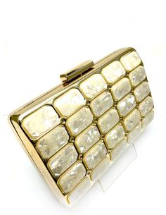 BOLSOS DE FIESTA DE CAREY CON NACAR BLANCO Y DORADO ESPECIAL MADRINAS E INVITADAS