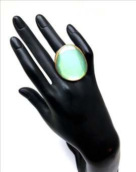 ANILLOS GRANDES VERDES TONO AGUA FABULOSO CORTE DE PIEDRA NATURAL 2