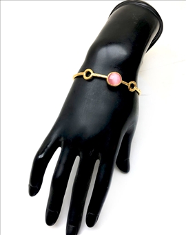 PRECIOSA PULSERA CON PIEDRAS DE OJO DE GATO EN ESTE TONO ROSA ANACARADO 2