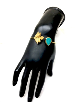 PULSERAS CON PIEDRAS TURQUESAS DECORADAS CON FINAS HOJAS 2