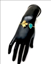 PULSERAS CON PIEDRAS TURQUESAS DECORADAS CON FINAS HOJAS
