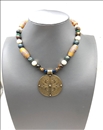 COLLARES MUJER DE LA ARTESANIA ETNICA AFRICANA CON CUENTAS PINTADAS A MANO