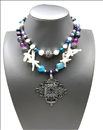 COLLARES MUJER DE PERLAS CON FABULOSA CRUZ COPTA DE PLATA ARTESANIA ANTIGUA AFRICANA