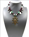 COLLARES MUJER DE PIEDRAS GRANATES CON CRUZ TUAREG DE BRONCE JOYERIA ETNICA AFRICANA VENTA ONLINE Y MADRID