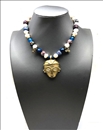 COLLARES MUJER JOYAS AFRICANAS CON PERLAS Y COLGANTE TRIBAL DE BRONCE 