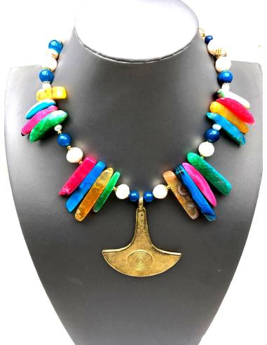 COLLARES MUJER CON COLGANTES DE BRONCE BEREBER CON FABULOSAS PIEDRAS SEMIPRECIOSAS \n\n