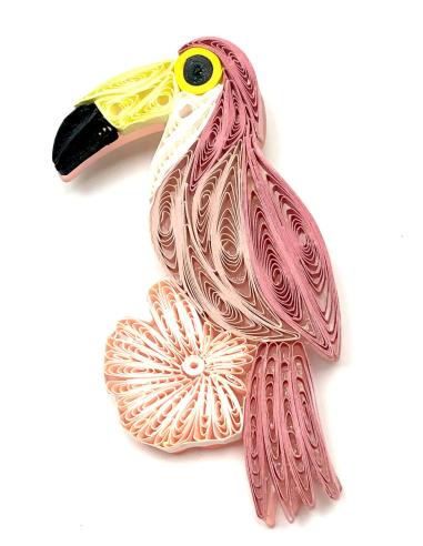 BROCHES GRANDES DE BISUTERIA DE MUJER DISEÑOS DE TUCAN ROSA