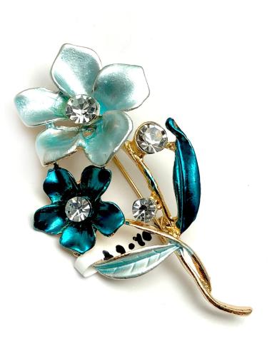BROCHES DE MUJER DE BISUTERIA CON BONITAS FLORES AZULES