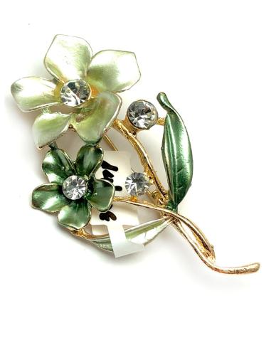 BROCHES DE MUJER DE BISUTERIA CON BONITAS FLORES VERDES