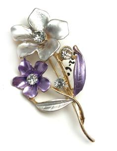 BROCHES DE MUJER DE BISUTERIA CON BONITAS FLORES EN TONOS LILAS Y MORADOS
