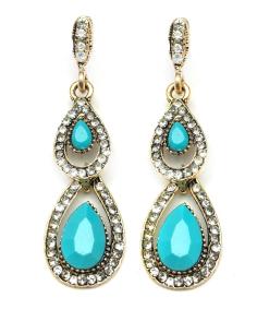 PENDIENTES LARGOS TURQUESAS PARA MUJER COLECCION VINTAGE