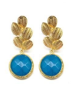 PENDIENTES LARGOS DE MUJER CON FINAS HOJAS CHAPADAS EN ORO
