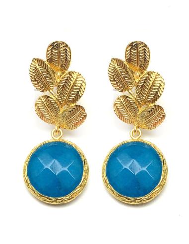 PENDIENTES LARGOS DE MUJER CON FINAS HOJAS CHAPADAS EN ORO